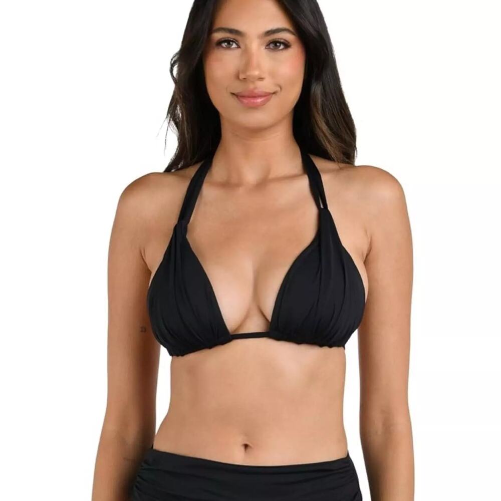 La Blanca Island Goddess Halter Triangle Black 4, NWT